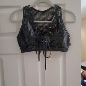 Cleo the Hurricane vinyl bra top